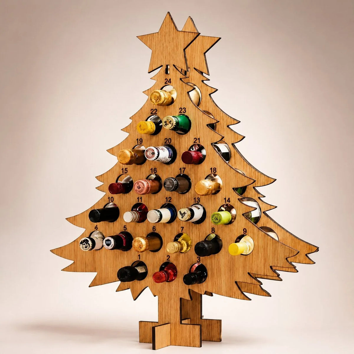 Bottle Holder Wooden 24-Slot Advent Calendar