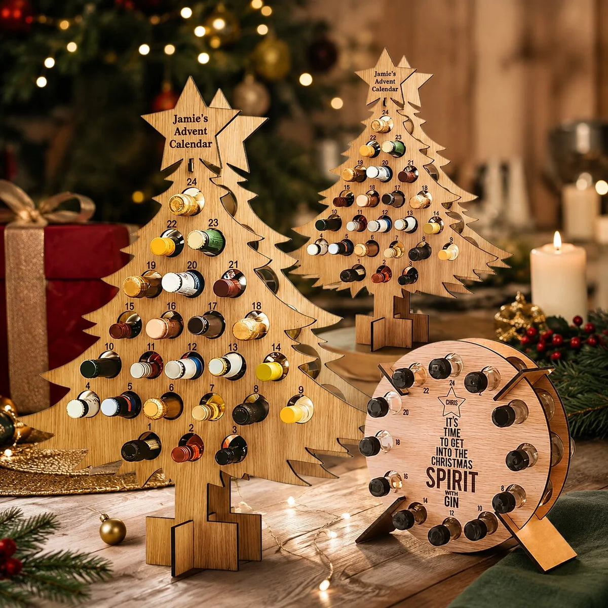 Bottle Holder Wooden 24-Slot Advent Calendar