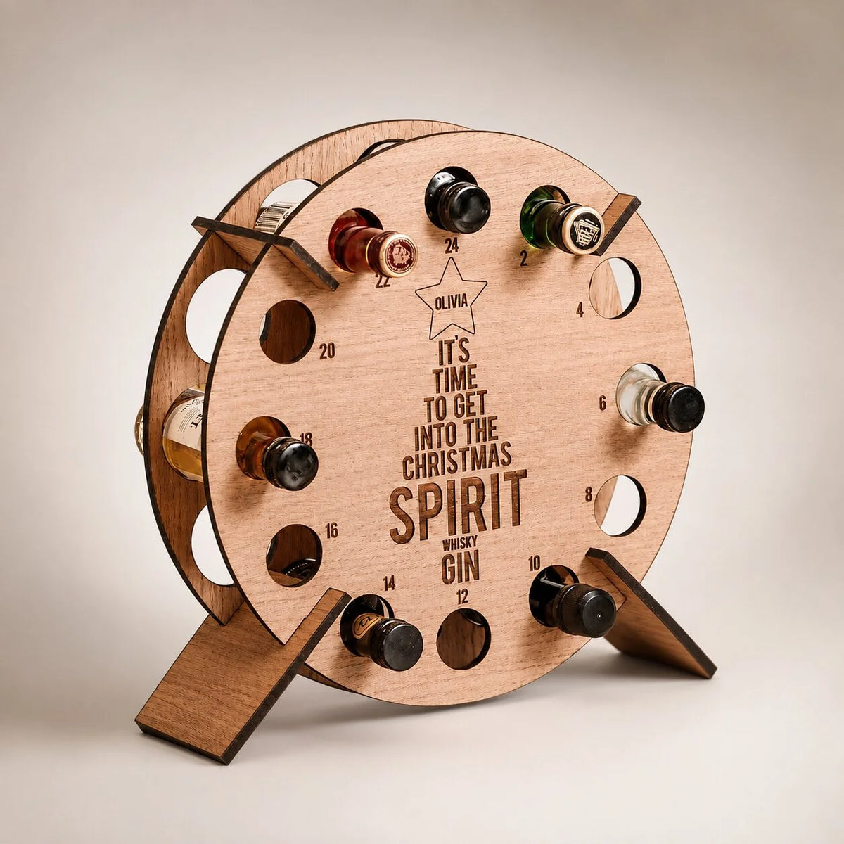 Bottle Holder Wooden 24-Slot Advent Calendar