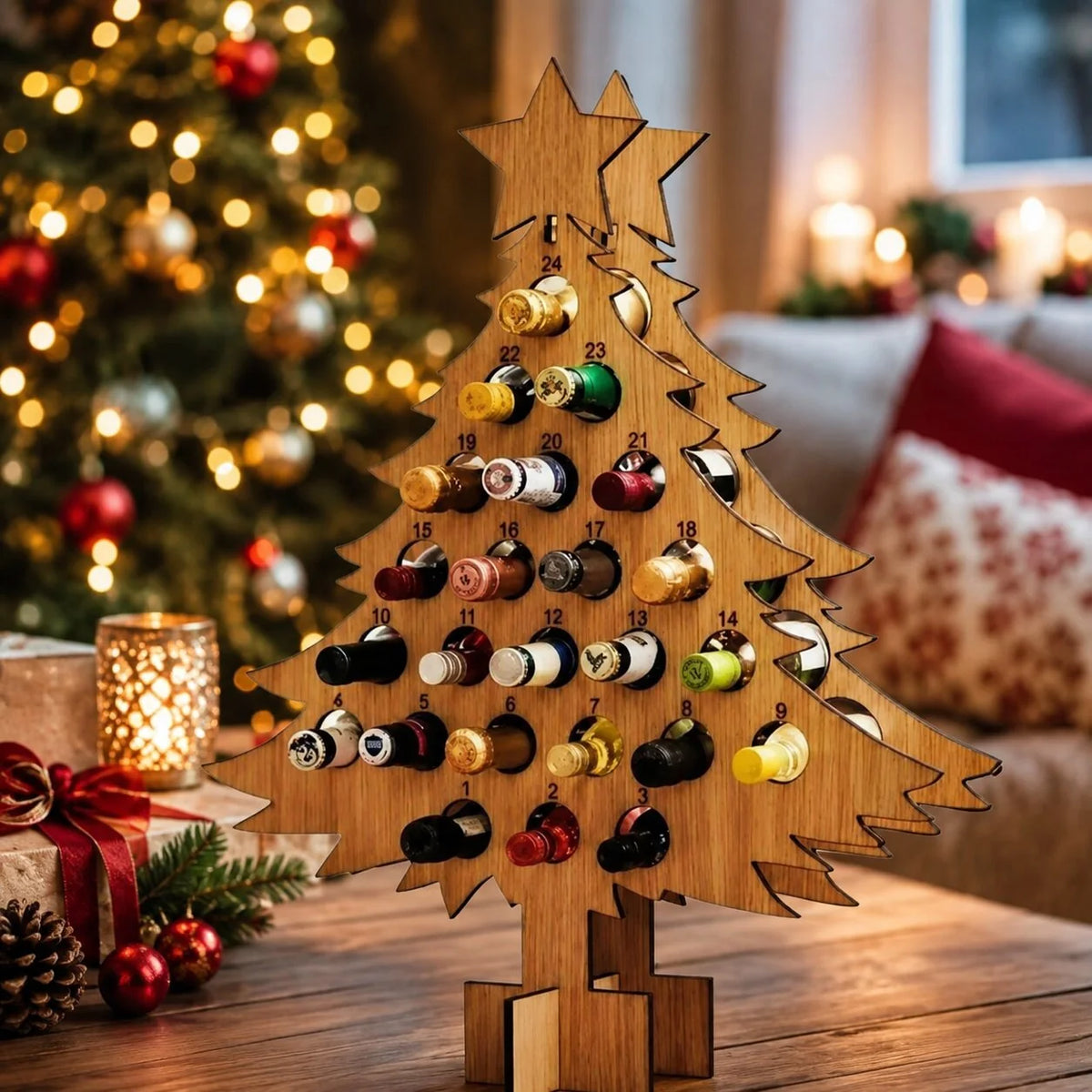 Bottle Holder Wooden 24-Slot Advent Calendar