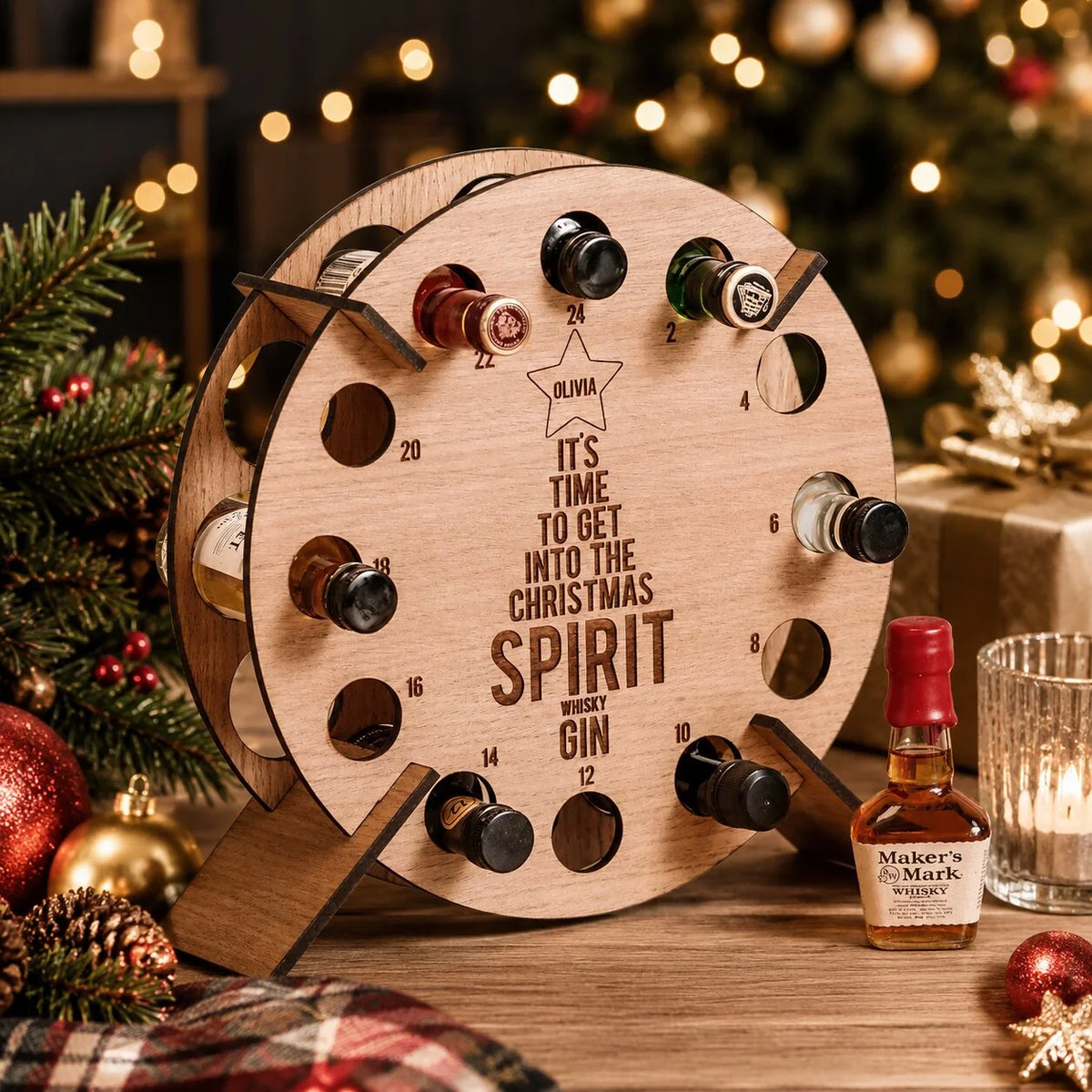 Bottle Holder Wooden 24-Slot Advent Calendar