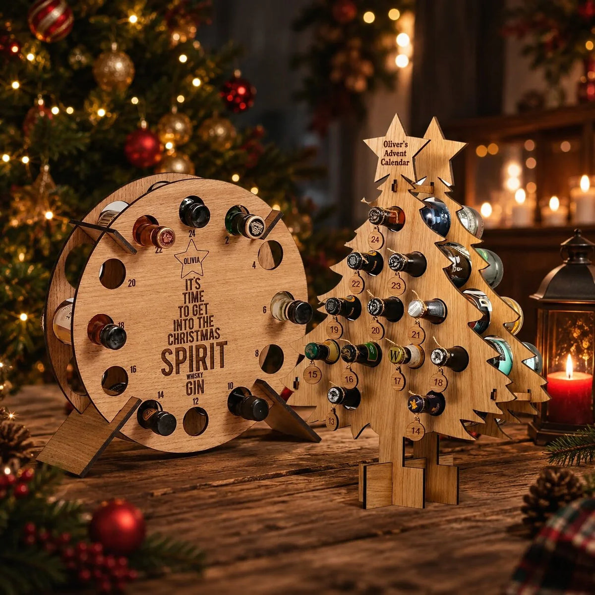 Bottle Holder Wooden 24-Slot Advent Calendar