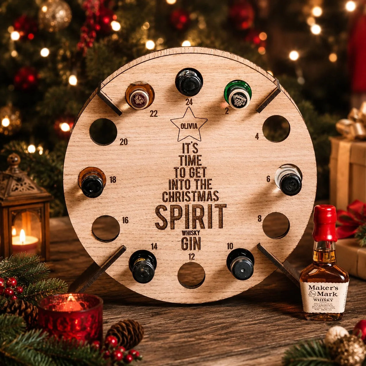 Bottle Holder Wooden 24-Slot Advent Calendar