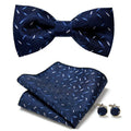 Bow Tie Set Hand-Sewn Polyester Pocket Square & Cufflinks
