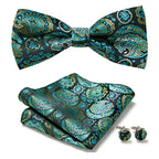 Bow Tie Set Hand-Sewn Polyester Pocket Square & Cufflinks