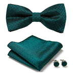 Bow Tie Set Hand-Sewn Polyester Pocket Square & Cufflinks