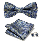 Bow Tie Set Hand-Sewn Polyester Pocket Square & Cufflinks