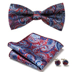 Bow Tie Set Hand-Sewn Polyester Pocket Square & Cufflinks