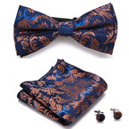Bow Tie Set Hand-Sewn Polyester Pocket Square & Cufflinks