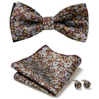 Bow Tie Set Hand-Sewn Polyester Pocket Square & Cufflinks