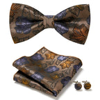 Bow Tie Set Hand-Sewn Polyester Pocket Square & Cufflinks