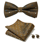 Bow Tie Set Hand-Sewn Polyester Pocket Square & Cufflinks
