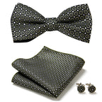 Bow Tie Set Hand-Sewn Polyester Pocket Square & Cufflinks