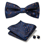 Bow Tie Set Hand-Sewn Polyester Pocket Square & Cufflinks