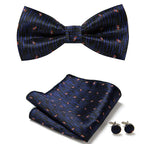 Bow Tie Set Hand-Sewn Polyester Pocket Square & Cufflinks