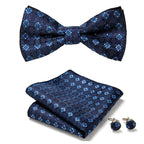 Bow Tie Set Hand-Sewn Polyester Pocket Square & Cufflinks