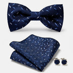 Bow Tie Set Hand-Sewn Polyester Pocket Square & Cufflinks