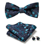 Bow Tie Set Hand-Sewn Polyester Pocket Square & Cufflinks