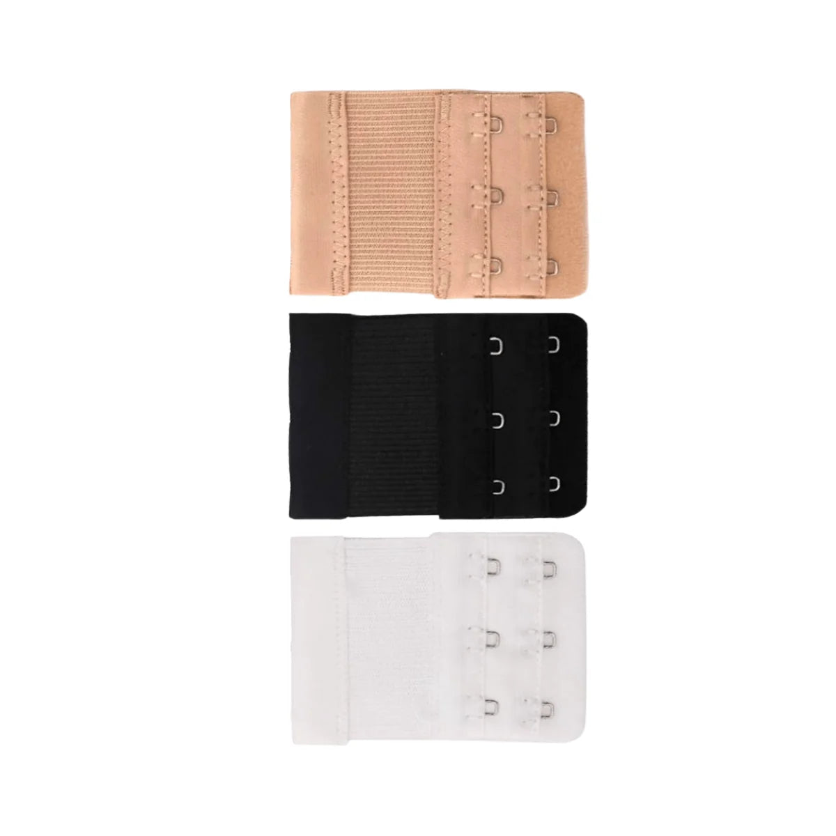 Bra Extender Set Stretch Fabric Hook-and-Eye Closures Set of 3 Colors