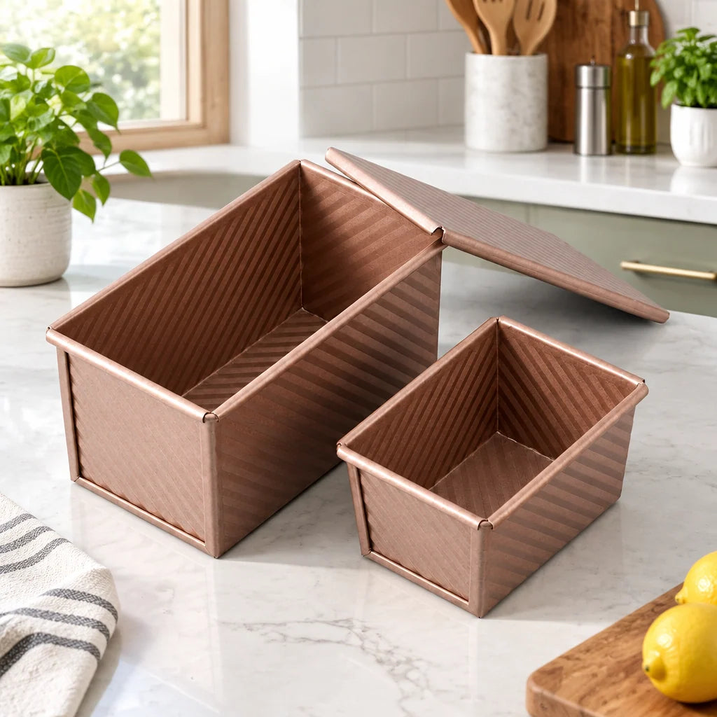 Bread Loaf Pan Set Non-Stick Two-Piece With Lids