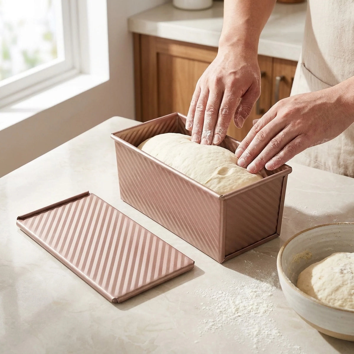 Bread Loaf Pan Set Non-Stick Two-Piece With Lids