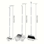 Broom And Dustpan Set Space-Saving Anti-Stick Soft Bristles