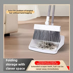 Broom And Dustpan Set Space-Saving Anti-Stick Soft Bristles