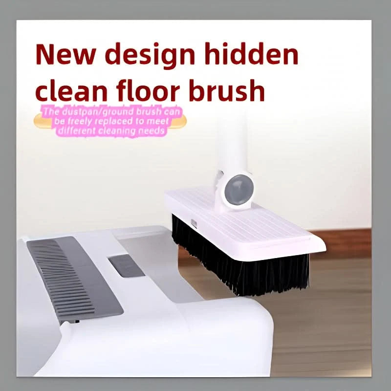 Broom And Dustpan Set Space-Saving Anti-Stick Soft Bristles