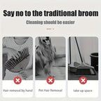 Broom And Dustpan Set Space-Saving Anti-Stick Soft Bristles
