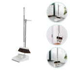 Broom & Dustpan Set Wide Brush Adjustable Stainless-Steel Handle