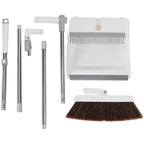 Broom & Dustpan Set Wide Brush Adjustable Stainless-Steel Handle