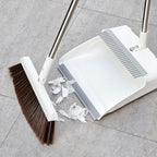 Broom & Dustpan Set Wide Brush Adjustable Stainless-Steel Handle