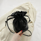 Bucket Bag Faux Leather Drawstring Adjustable Shoulder Strap