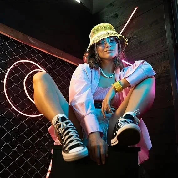 Bucket Hat Color-Changing LED Lightweight Polyester