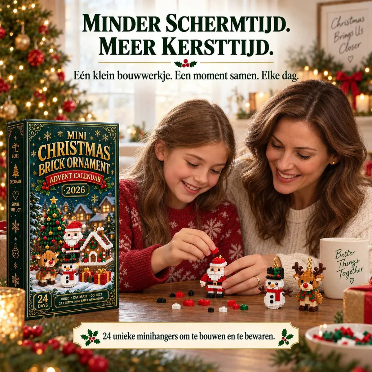 Building Block Advent Calendar 24 Mini Hanging Ornaments