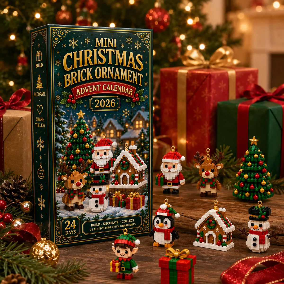 Building Block Advent Calendar 24 Mini Hanging Ornaments