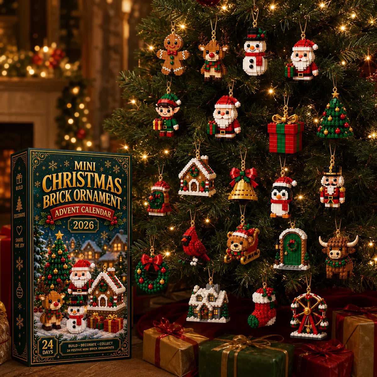 Building Block Advent Calendar 24 Mini Hanging Ornaments