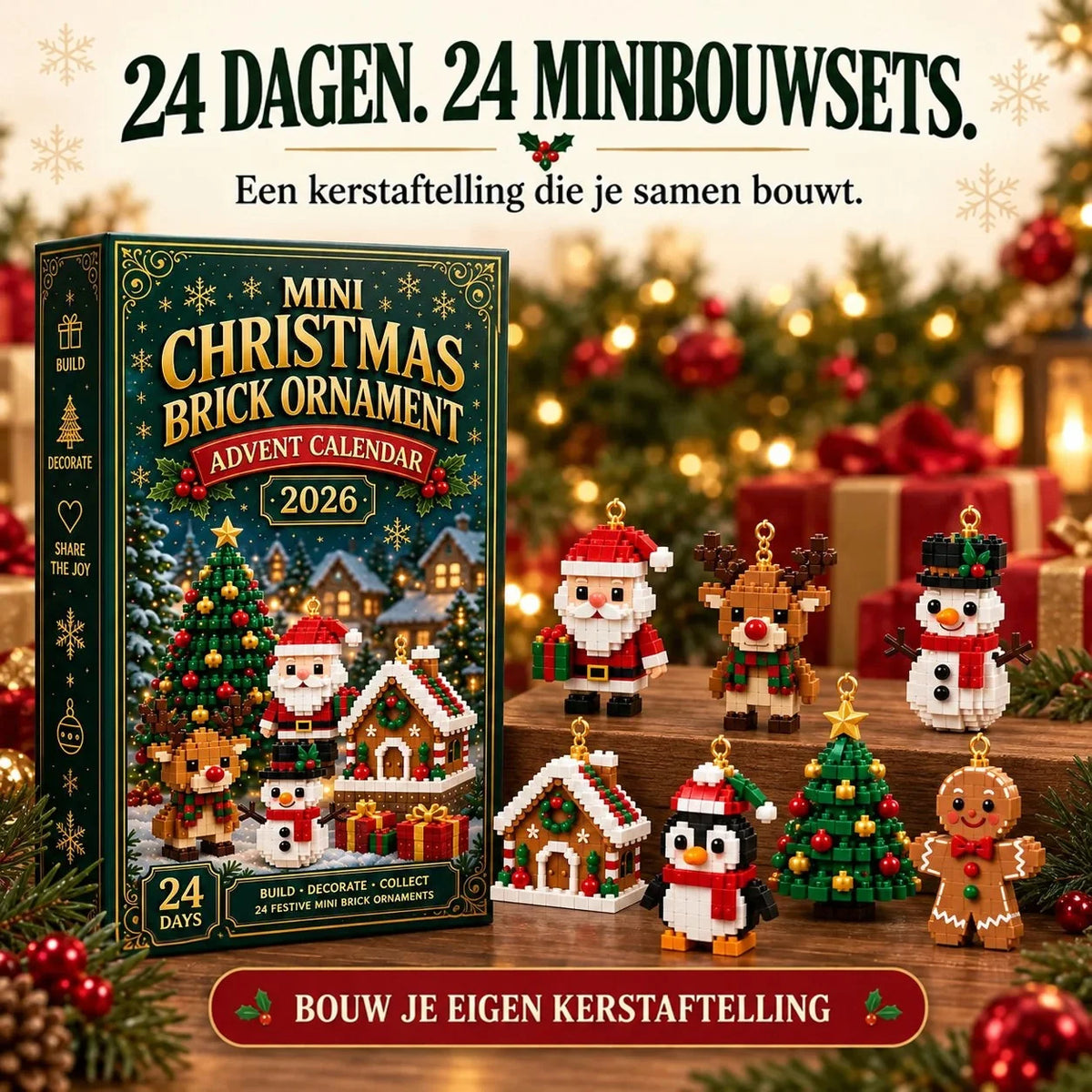 Building Block Advent Calendar 24 Mini Hanging Ornaments