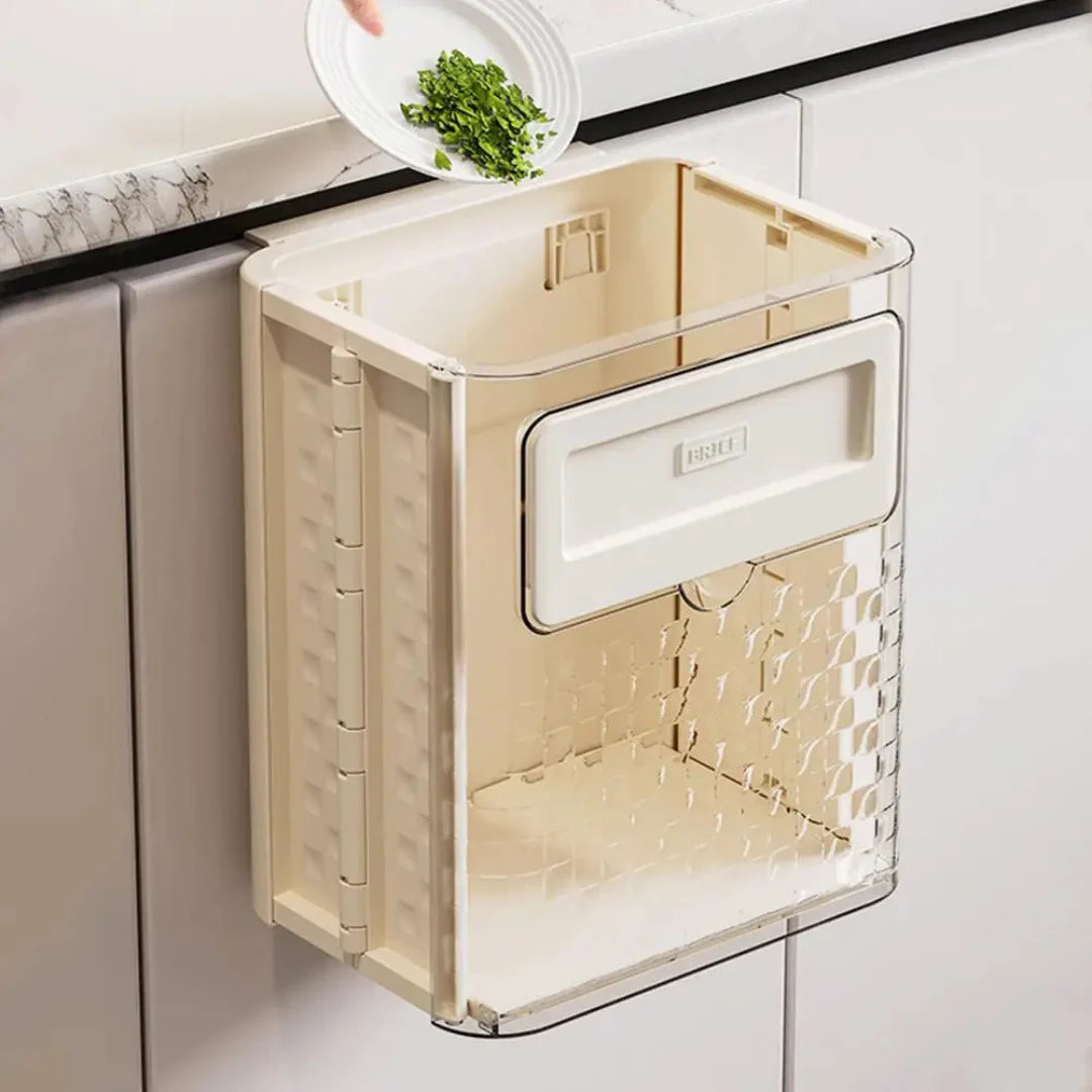 Cabinet Door Trash Can Foldable Space-Saving Tool-Free Hanging