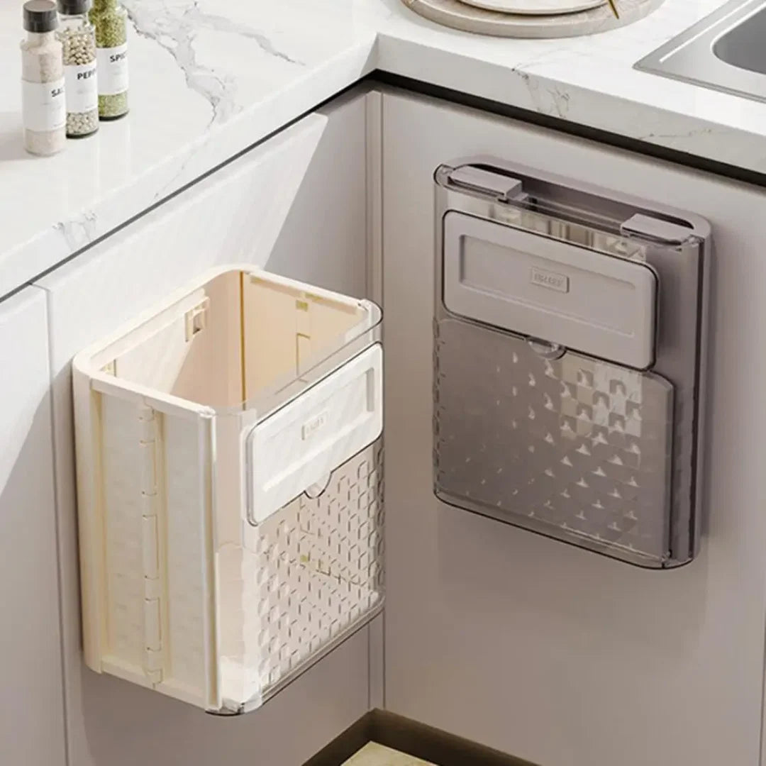 Cabinet Door Trash Can Foldable Space-Saving Tool-Free Hanging