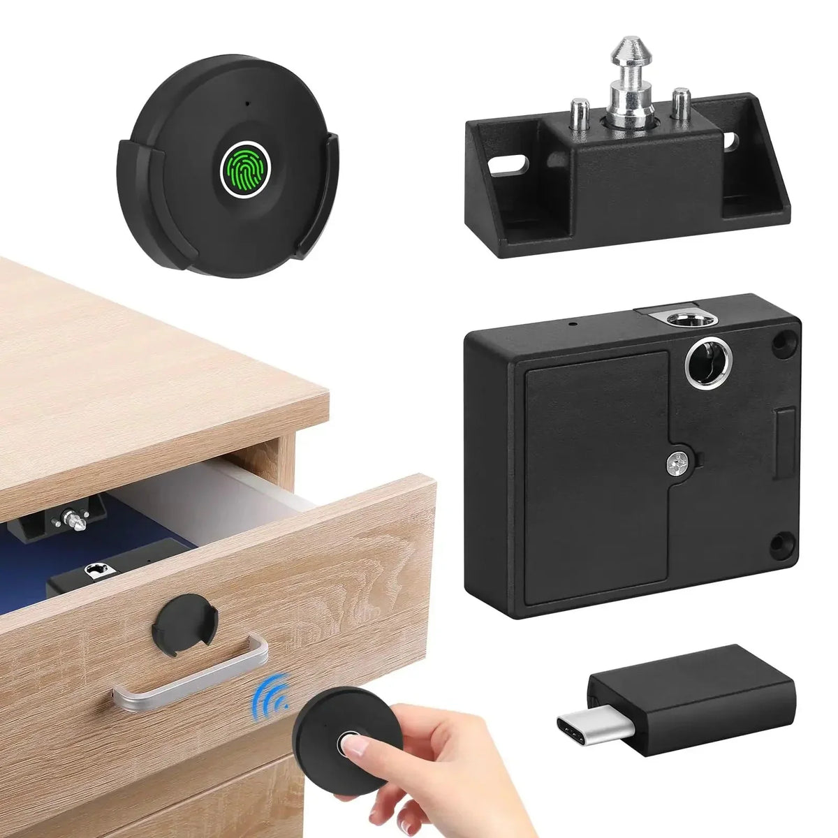 Cabinet Lock Fingerprint Keyless No-Drill Installation