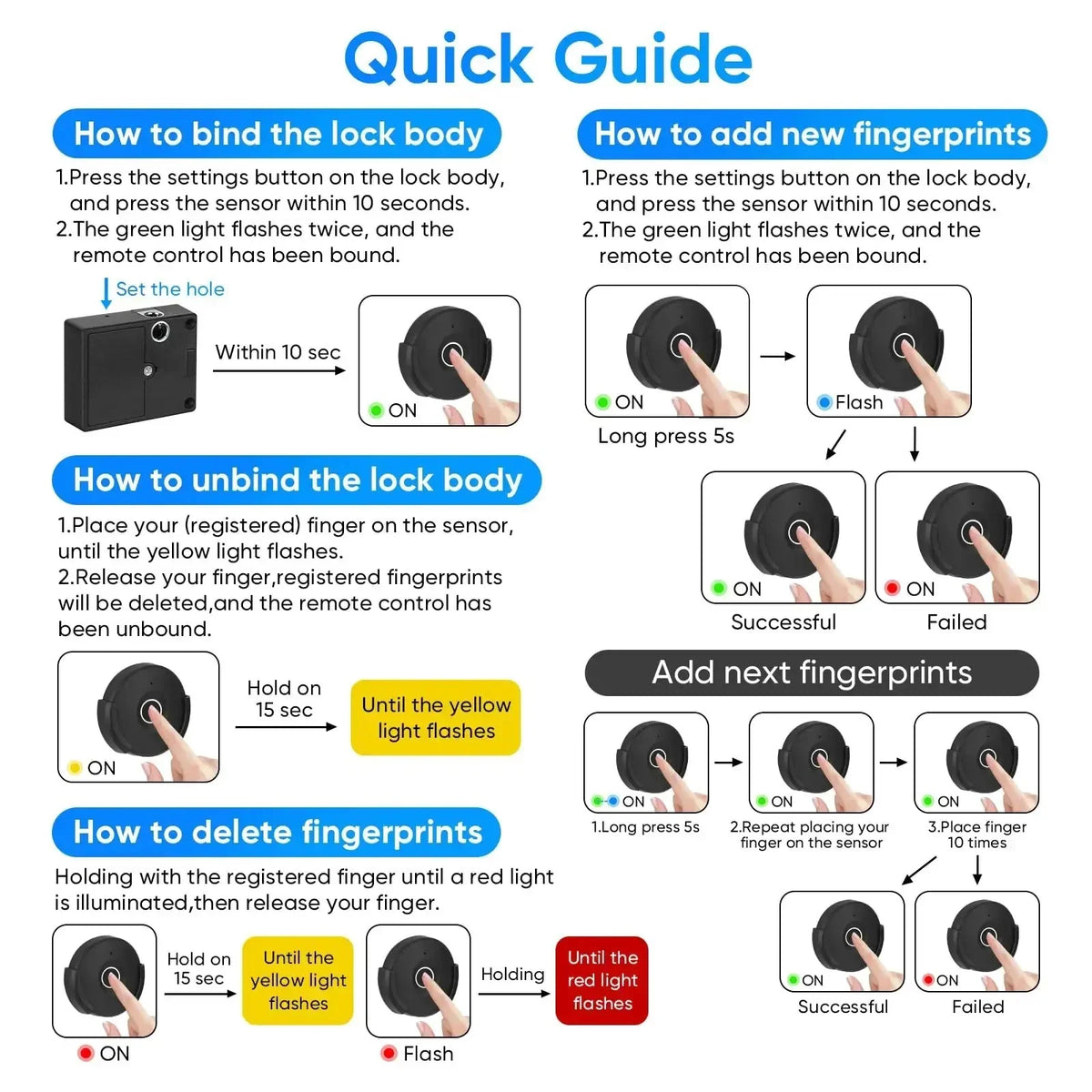 Cabinet Lock Fingerprint Keyless No-Drill Installation