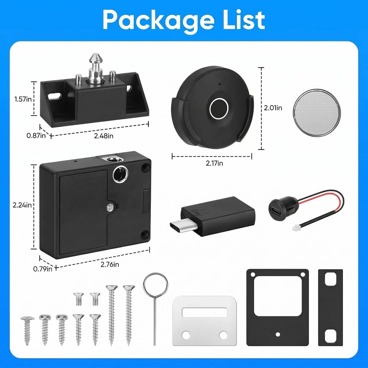 Cabinet Lock Fingerprint Keyless No-Drill Installation