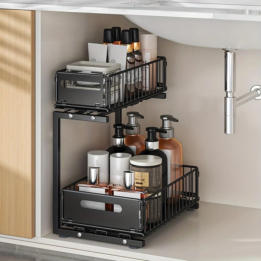 Cabinet Organizer Two-Tier Full-Extension Adjustable Height