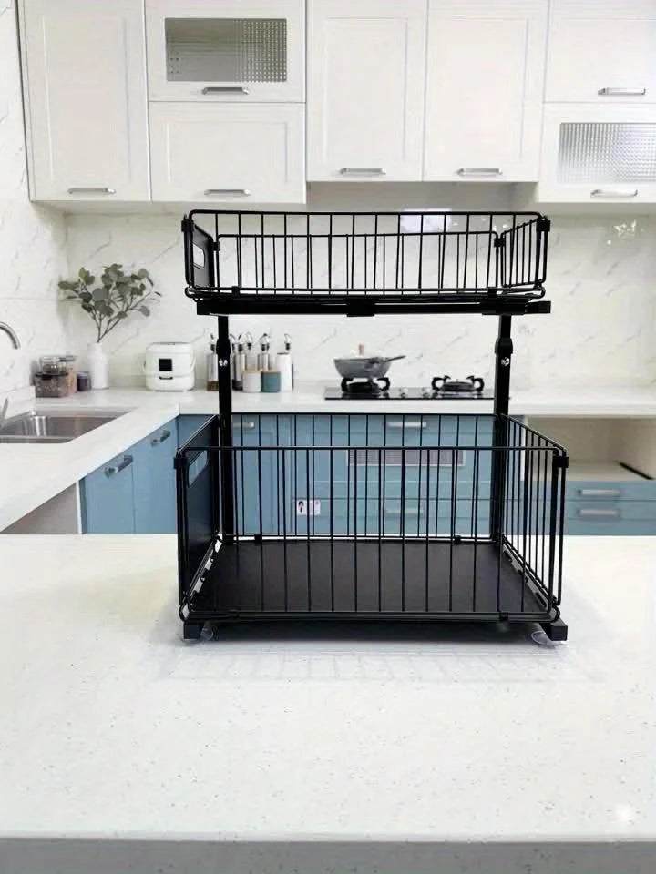 Cabinet Organizer Two-Tier Full-Extension Adjustable Height