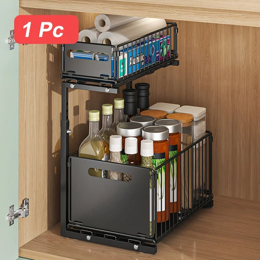 Cabinet Organizer Two-Tier Full-Extension Adjustable Height