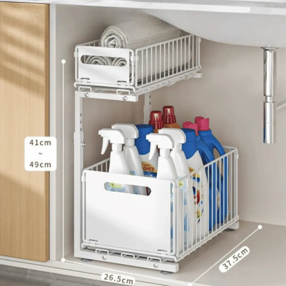 Cabinet Organizer Two-Tier Full-Extension Adjustable Height