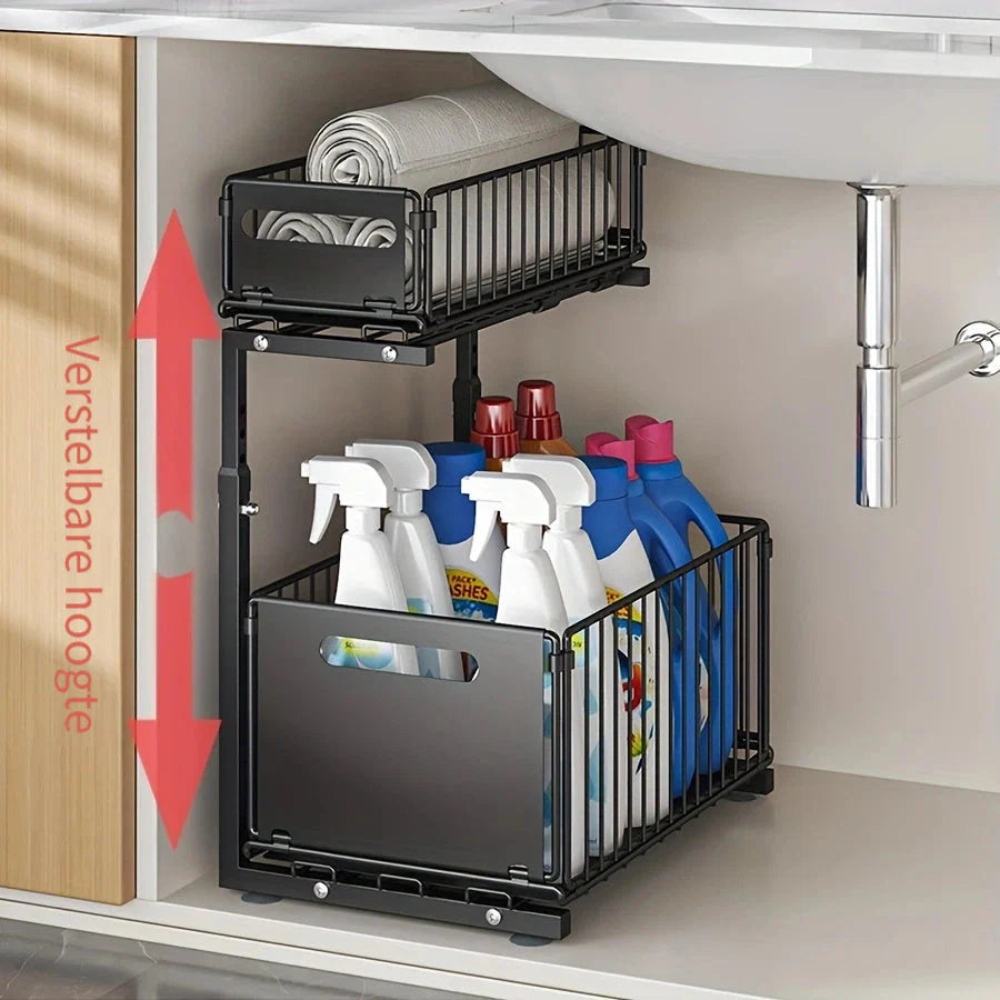 Cabinet Organizer Two-Tier Full-Extension Adjustable Height