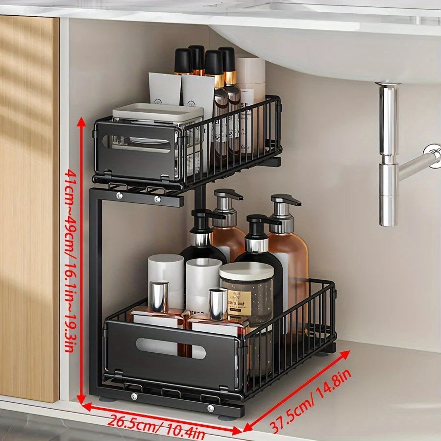 Cabinet Organizer Two-Tier Full-Extension Adjustable Height