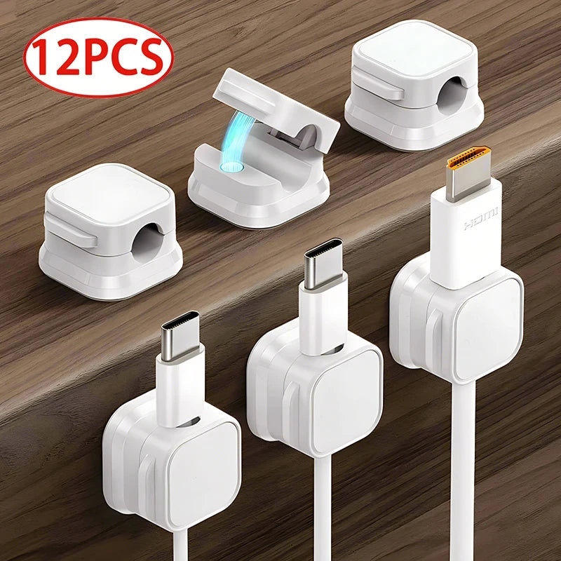 Cable Holders Magnetic Self-Adhesive 12-Pack